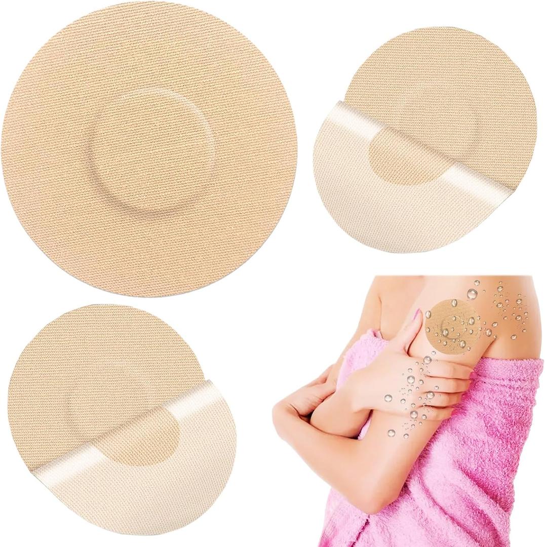 50 Pack Waterproof Sensor Covers for Freestyle Libre 2/3,CGM Adhesive Patches Without Glue in The Center,Pre-Cut Tape for Continuous Glucose Monitor Protection (Tan)
