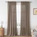 Guken Taupe Grey Linen Curtains 96 Inch Length for Living Room Bedroom 2 Panels Set Rod Pocket Light Filtering Semi Sheer Window Curtains 52 Inch Width Boho Farmhouse Linen Drapes, W52xL96