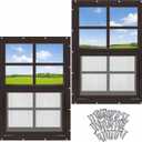 Tandefio 2 Pack Shed Window, Chicken Coop Small Windows 12" x 18" Brown Flush Mount with Tempered Glass and Screen Sliding Windows with Vertical Slider and Screws for Household Sheds Barns Garage
