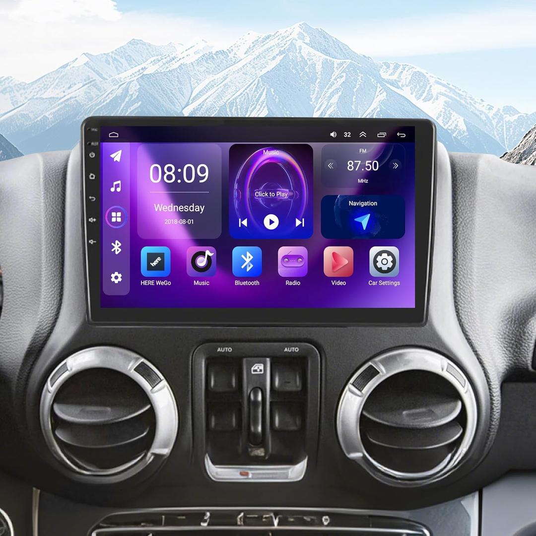 [4+64G] Android 13 Car Stereo with Wireless Apple Carplay&Android Auto for Jeep Wrangler JK 2007-2018 Dodge Ram 1500 2500 3500 10" Touchscreen Radio Upgrade with AHD Camera,GPS,SWC,WiFi,FM,Bluetooth
