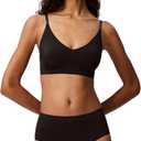 Calvin Klein Women's Invisibles Comfort Lightly Lined Seamless Wireless Triangle Bralette Bra (Medium, Black)