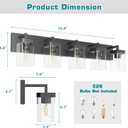 Bathroom Vanity Light, Square Design 5 Lights Morden Bathroom Lighting Fixtures Over Mirror, Black Vanity Light for Living Room/Bedroom