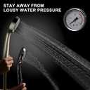 YOO.MEE High Pressure Handheld Shower Head with Powerful Shower Spray against Low Pressure Water Supply Pipeline, Multi-functions, w/ 79'' Hose, Bracket, Brushed Nickel Finish