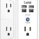 Outlet Extender, Surge Protector Outlet with 5-Multi Plug Outlet and 4 USB Ports(2 USB C), 3-Sided 1680J Power Strip Wall Charger, Multiple-Plug Outlet Splitter for Home Travel Office,ETL Listed,White