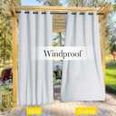 NICETOWN 2 Panels Outdoor Curtains with Grommet & Back Tab on top and Bottom for Patio Waterproof, Windproof Privacy Sound & Light Reducing for Cabana with Fixed Rope, W52 x L72, Greyish White