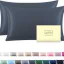 Silk Pillow Cases 2 Pack Soft Breathable and Sliky Queen Size Pillow Cases Set of 2,Natural Mulberry Satin Silk Pillowcase with Hidden Zipper for Hair and Skin (Space Grey,20"X 30",2pcs)