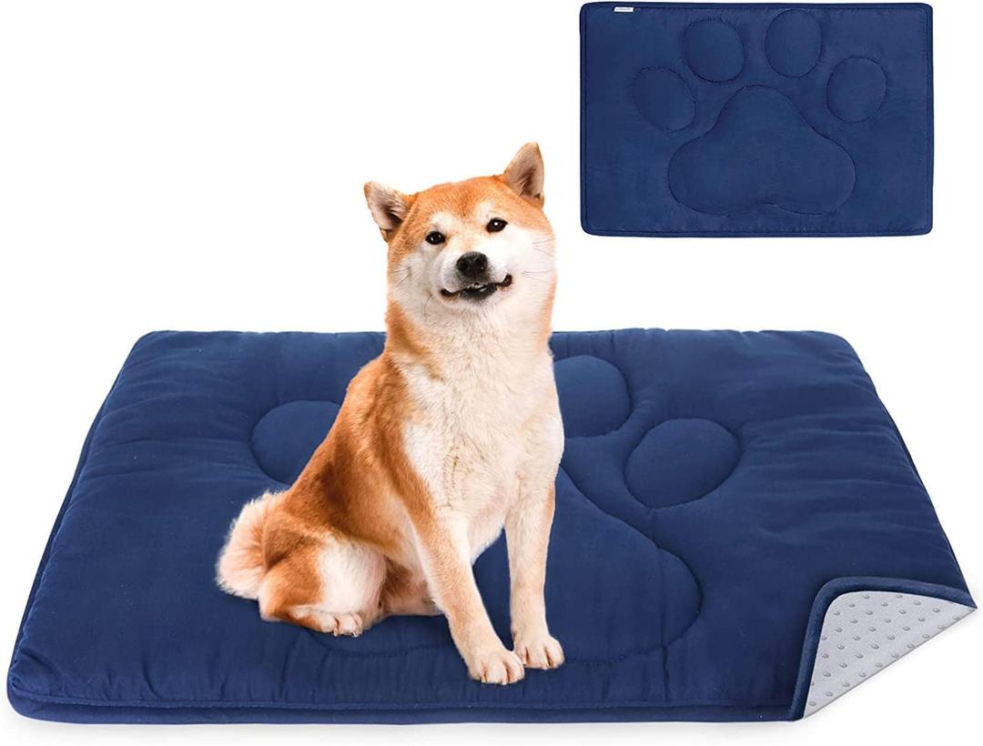Coldwind Dog Crate Pad(23"x 36"),Washable Crate Mat with Anti-Slip Bottom, Dog Mats for Sleeping, Breathable Kennel Pad,Dark Colored to Hide Stains, Large (23" x 36"), Navy, 1