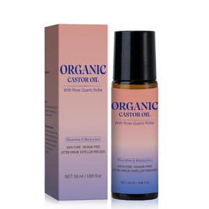 2 x Organic Castor Oil Roll-On with Rose Quartz | Cold-Pressed & Hexane-Free | For Skin, Brows, Lashes & Castor Oil for Women | 50mL (1.7oz) (1)