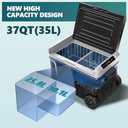 EUHOMY 12 Volt Refrigerator, 37QT(35L) Electric Cooler, Portable Freezer 12V/24V DC 110-240V AC, 12V Fridge -4~68, 12V Cooler with Wheels & 2 Baskets for Travel, Truck, Boat, Camping