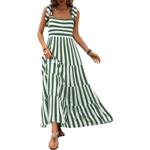 PRETTYGARDEN Women Dresses 2026 Summer Floral Sleeveless Maxi Dress Casual Spaghetti Strap Tiered Flowy Beach Long Dress (Large)