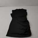 Women's Pleated Sleeveless Zipper Bodycon Dress, Small, Black 