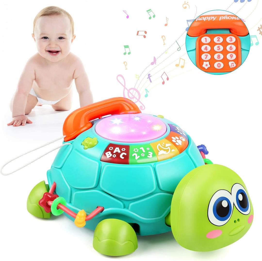 Bilingual Musical Turtle Baby Toys 6 to 12 Months, Development Toy for 6 7 8 9 Month Old Boy Girl, 8-in-1 Educational Crawling Infant Gifts, Christmas Baby Gift for 3 4 5 9-12 Months.