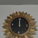 Honiway Wall Clock Battery Operated 12 in Rustic Wood Boho Sunburst Decorative Wall Clock Silent Non Ticking Farmhouse Small Wall Clocks for Living Room Kitchen Bathroom Bedroom Decor (Tricolor)