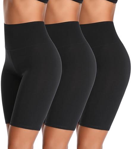 K-CHEONY Cotton Shorts for Women Stretch Spandex Anti Chafing Boyshorts Safety Panty Biker Shorts for Under Dresses Black XL