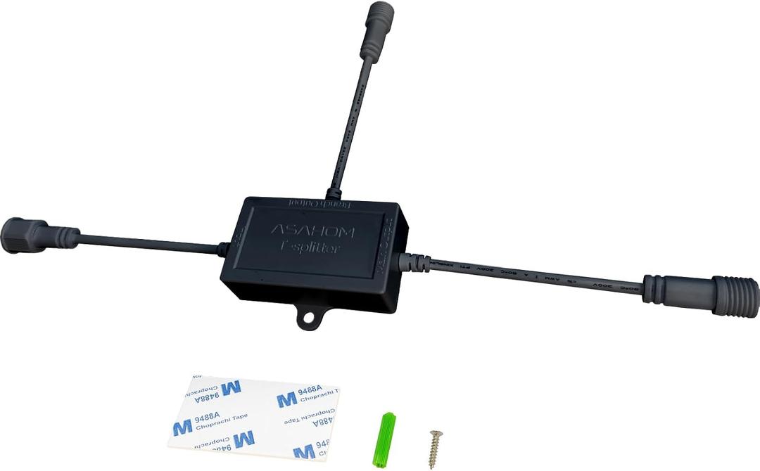 ASAHOM T-Splitter Compatible with Govee Permanent Outdoor Lights/Pro(Model: H705B, H705C, H706A, H706B, H706C) S1050 S1060, T-Splitter for Eufy Permanent Light E120, Black(Type B)