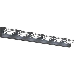 SOLFART Modern LED Dimmable Bathroom Light Fixtures Over Mirror Led Vanity Lights Modern Black LED 6 Light Vanity Light Matt Black-Dimmable