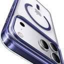 Shiny Interior Coating for iPhone 17 Pro Case with Pearl Strap, [Glossy Bumper & Magnetic Ring] [Compatible with Magsafe] Cute Women Girly Anti-Fingerprint Cover for 17 Pro, Deep Blue