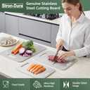 Stron-Dura Cutting Board, Stainless Steel Cutting Board, Foodgrade Cutting Boards for Kitchen, Titanium Cutting Board for Meat,Fruit, Vegetables, Double Side Use, Odor free, L, 15" *11", Large