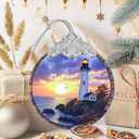 3" Stained Glass Christmas Decoration, Christmas Ornaments, Heirloom Keepsake, Gift Exchange, Gift Idea, Bauble Present - Lighthouse at Dusk