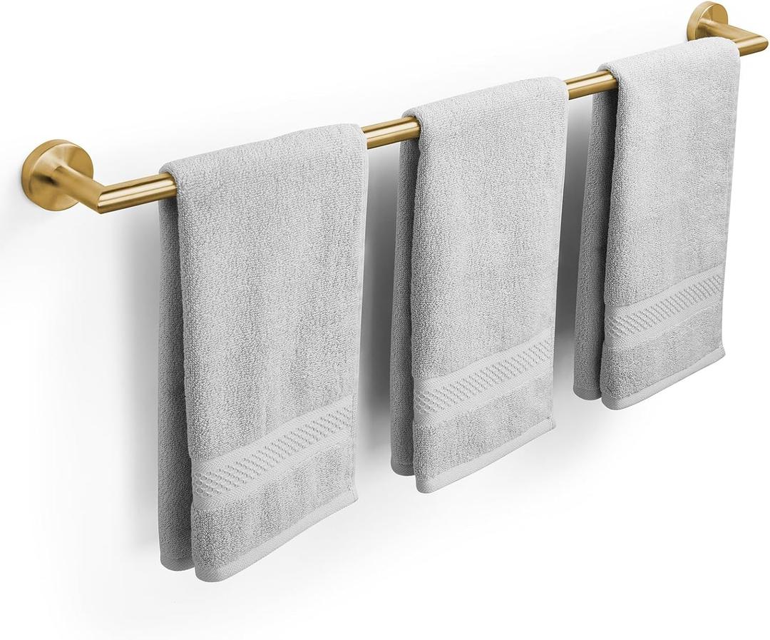 JunSun Towel Bar 30 Inch Bathroom Towel Rack Heavy Duty Bath Towel Holder Modern Towel Rod Brushed Brass Towel Hanger Bathroom Accessories Gold Towel Rail Stainless Steel Single Towel Bar Brushed Gold