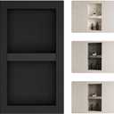 16" X 28" Shower Niche Insert Tile Ready, Recessed Niche for Shower Wall, Built-in Double Waterproof Shelf for Bathroom Storage, Matte Black