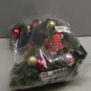 Juegoal 21 Inch Pre-Lit Christmas Wreath with Metal Hanger, Lighted Xmas Folded Wreath with 60 LED Lights, Red Bow and Colorful Balls, Battery Operated & Timer for Outdoor Home Window Wall Front Door