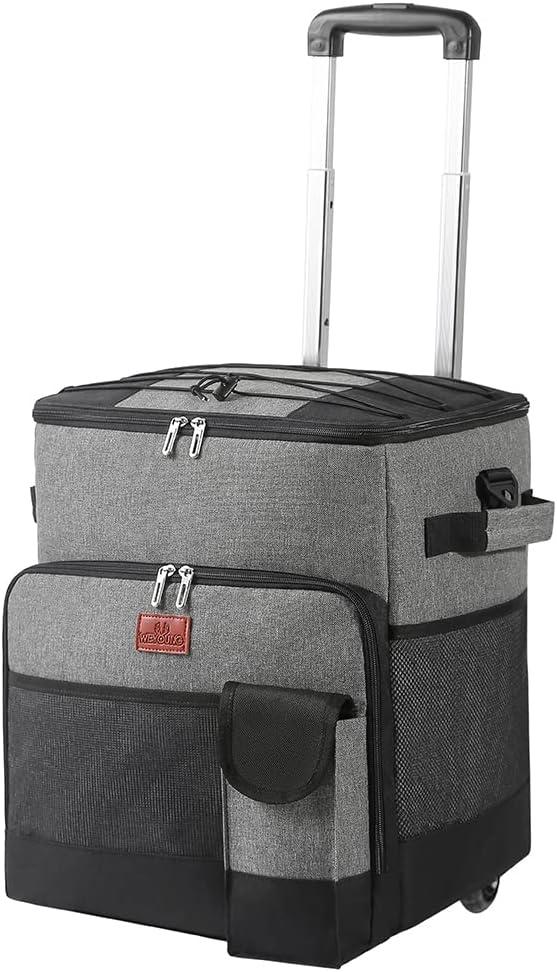 Soft Cooler with Wheels - Removable Wheels Insulated Portable Rolling Cooler, Collapsible Cooler on Wheels Suitable for Shopping Picnic BBQ Beach