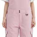 Women Men Snow Ski Bibs Pants Adjustable Windproof Waterproof Jumpsuit Snowboarding Insulated Warm Overall Trouser (Small, Pink)