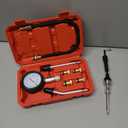 9 Pieces Automotive Compression Tester Kit and Spark Plug Tester, Universal Car and Motorcycle Engine Testing Tools for Cylinder Pressure Gauge (Red)