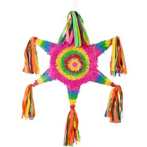 Fun Express Large Star Pinata for Mexican Fiesta Party Decorations - Traditional 6-Pointed Design for Cinco de Mayo, Birthday Parties & Celebrations | Pull String Compatible | Kids & Adults