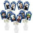 Ulmisfee Graduation Photo Holders Table Toppers Picture Centerpieces, Class of 2025 Graduation Photo Holders with Display Sticks(Blue)