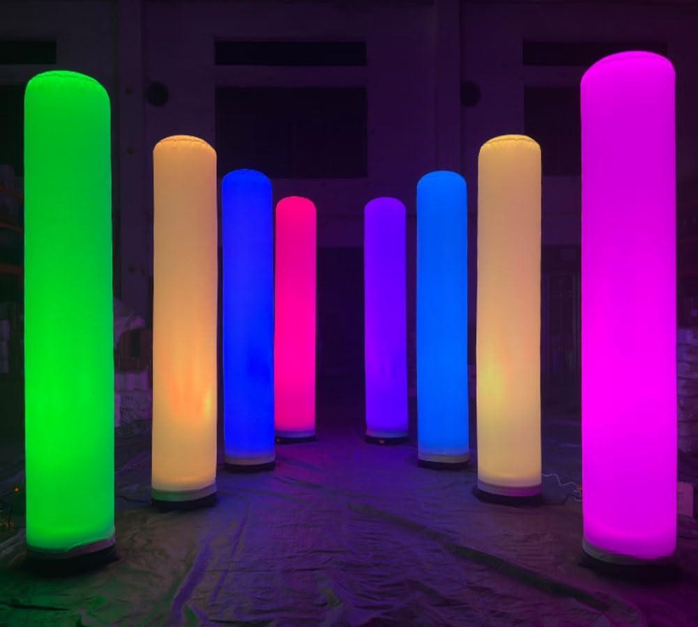 Inflatable Lamp Post with Remote Control Bar Party Decorative Color Changing ColumnSuitable for Wedding Sites, Event Exhibitions, Store Decorations, Birthday Party Etc (Multicolored, 9.8ft)