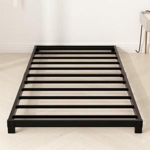4 Inch Twin Bed Frames, Heavy Duty Metal Platform Low Bed Frame Twin, No Box Spring Needed, Noise Free, Easy Assembly, Black