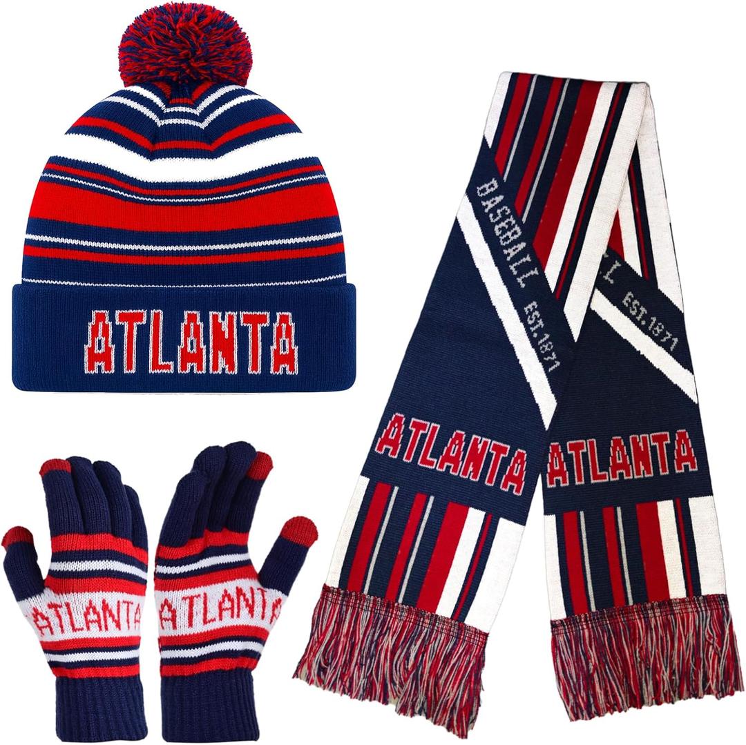 Vintage Classic Skull Cap Beanie Hat with Warm Gloves and Scarf Cuffed Winter Hat Knit Comes Gifts for Men Women Fans