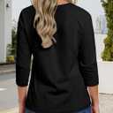 3/4 Sleeve Tops for Women Basic Crew Neck Spring Blouses Casual Fit Fall T Shirts 2026 (Black, L)