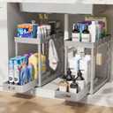 2 Pack Pull-Out Storage Organizers, Under Sink Organizer and Storage for Bathroom & Kitchen,Multi-Purpose Under Cabinet Organizers and storage Black (Grey PRO)