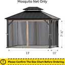 Covered Outdoor Gazebo Mosquito Netting Replacement Universal 4-Panel Sidewalls 11' x 13', Outdoor Gazebo Mosquito Nettings with Double Zipper, Replacement for Patio Canopy, Garden (Mosquito Net Only)
