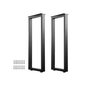 40 Inch Metal Bar Table Legs, Heavy Duty Dining Table Leg with Adjustment Feet Furniture Legs, Black, Set of 2