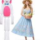 5 ft Easter Stuffed Bunny Pillow Decoration Huge White Pink Plush Rabbit Hang or Sit Decor Easter Spring Party Holiday Decor and Birthday Gifts