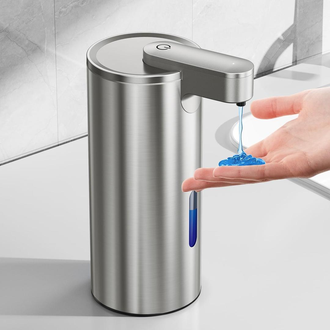 Automatic Soap Dispenser Touchless, Stainless Steel 11.5 oz 3 Levels Adjustable Hand Soap Dispenser with Rechargeable Sensor Pump for Kitchen & Bathroom Liquid Soap