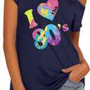 80s Outfit for Women 80's Retro Theme Party Shirts Vintage Disco Outfits 1980s Clothes 90s Neon Off Shoulder Tops (XL)