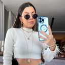 OOK Magnetic Phone Case for iPhone 16 Pro Max [Compatible with MagSafe] Soft TPU Heart Phone Cover with Screen Protector Shockproof Protection Slim Case with Strap Lanyard for Women - Blue