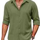 COOFANDY Mens Button Down Shirt Long Sleeve Untucked Shirts Summer Casual Dress Shirts, 2XL
