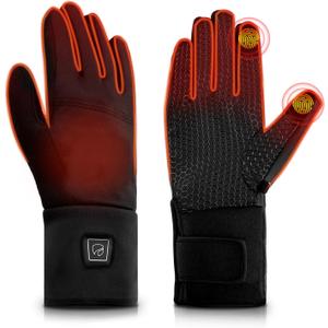 DR.PREPARE Thin Heated Gloves for Men Women, 3200mAh Rechargeable Electric Battery, Heated Motorcycle Work Gloves Liners, Touch Screen Gloves Winter Hand Warmer for Hunting Skiing Snowboarding, Large