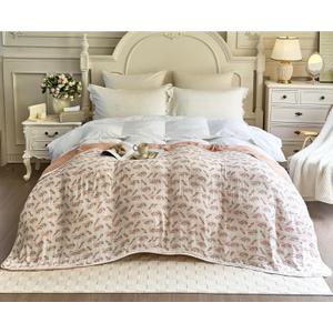 SANACYNA Muslin Blankets 100% Cotton 6-Layer Gauze Queen Floral Bed Blanket Lightweight Soft Breathable Blanket for Sofa Bed Coverlet Both Sides (Floral, Queen 90" X 90")