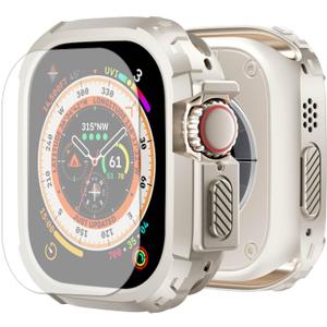 BOTOMALL Screen Protector Compatible with Apple Watch Ultra 3/2/1 49mm Bumper Case,Rugged Military Grade Flexible TPU Face Cover with Tempered Glass Film for iWatch Men Womens