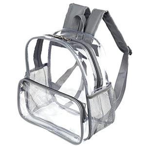 12x6x12 Clear Backpack Stadium Approved with Reinforced Straps,Mini Small Clear Bag for Stadium Events,Festival,Concerts,Sporting Events,Game-Gray