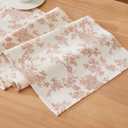 100% Cotton French Pastoral Table Runners, 13x90 Inch Terracota Farmhouse Table Runners 90 Inches Long, Vintage Flowers Print Home Decors