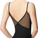 Women Camisole Ballet Leotards for Dance Gymnastics Outfits Drawstring, Full Front Lining (Medium, Black)
