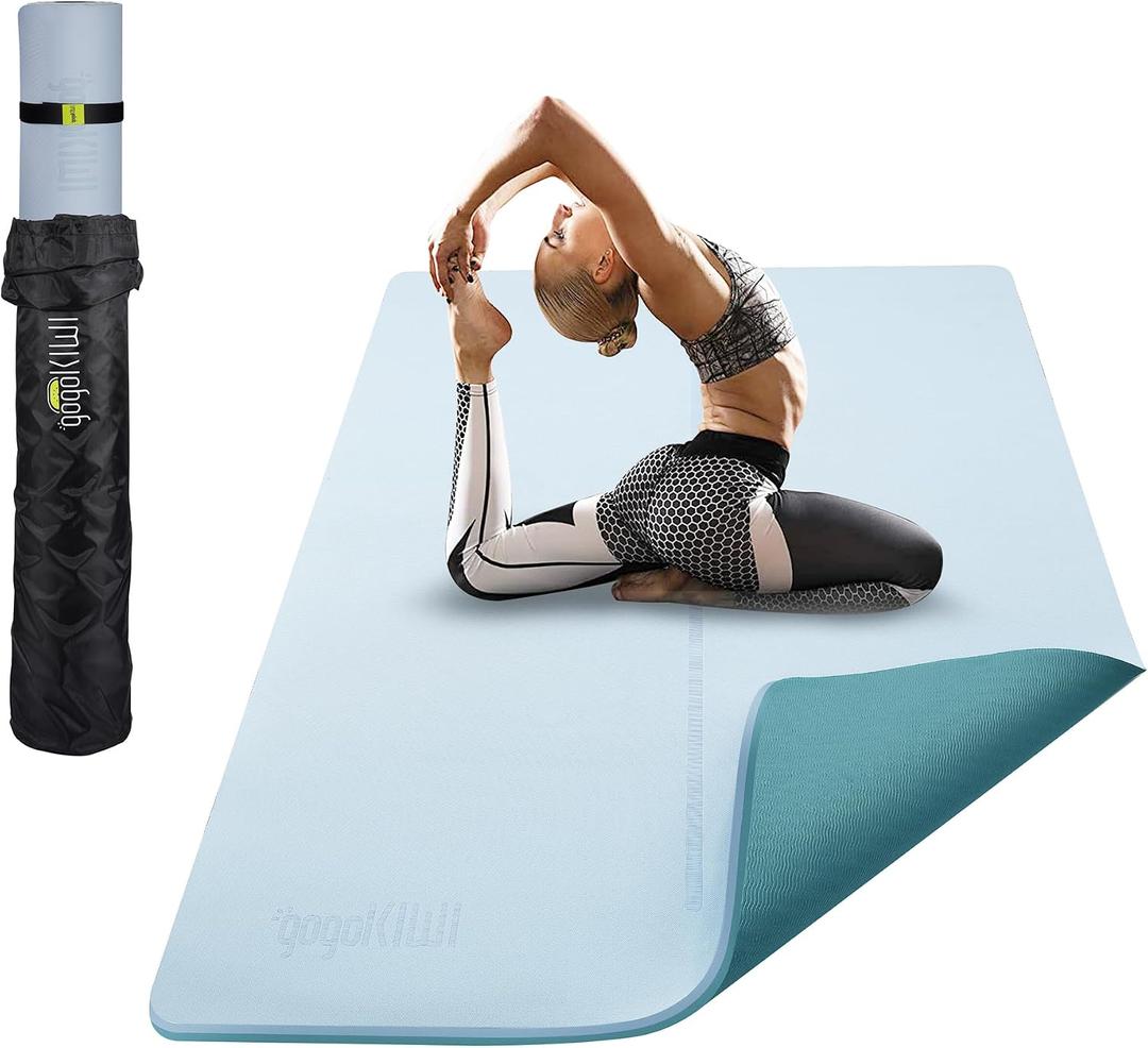 Gogokiwi Large Yoga Mat (6'x4') 1/4" & 1/2" Thick Exercise Mats for Home Workout, Extra Wide Workout Mats for Home Gym, Yoga, Pilates, Stretching, Floor & More